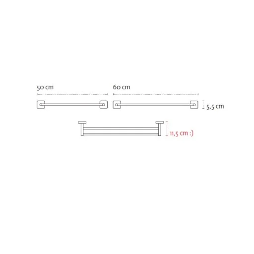 Двойна пръчка за хавлия 60cm Quattro, хром - IX_K-4262