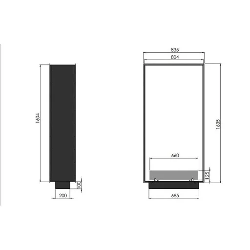 Двустранна биокамина Inside Black 1600 Slim Vertical