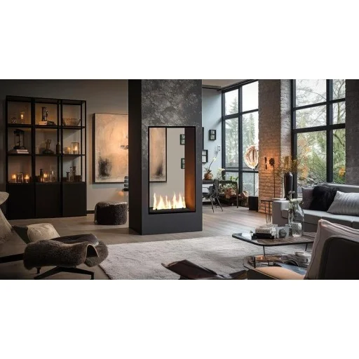 Двустранна биокамина Inside Black 1600 Slim Vertical