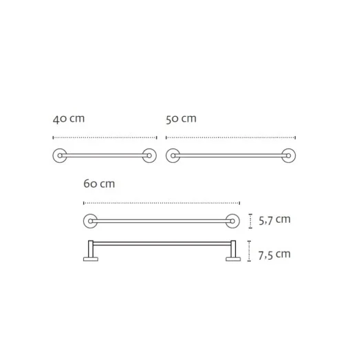 Пръчка за хавлия 50cm Optimo, бяла - IX_K-625099