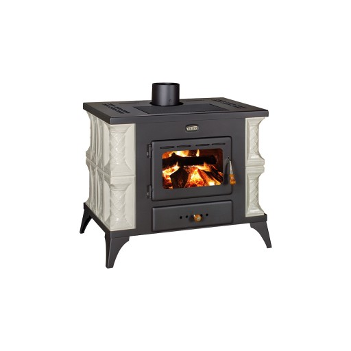 Готварска печка на дърва PRITY K1 RK с керамика 10.4kW БЯЛА