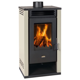 Камина на дърва PRITY K2 GT 8.1kW с декоративни страници БЕЖОВА