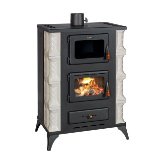 Камина на дърва с фурна и керамика PRITY F RK 12.1kW ALB