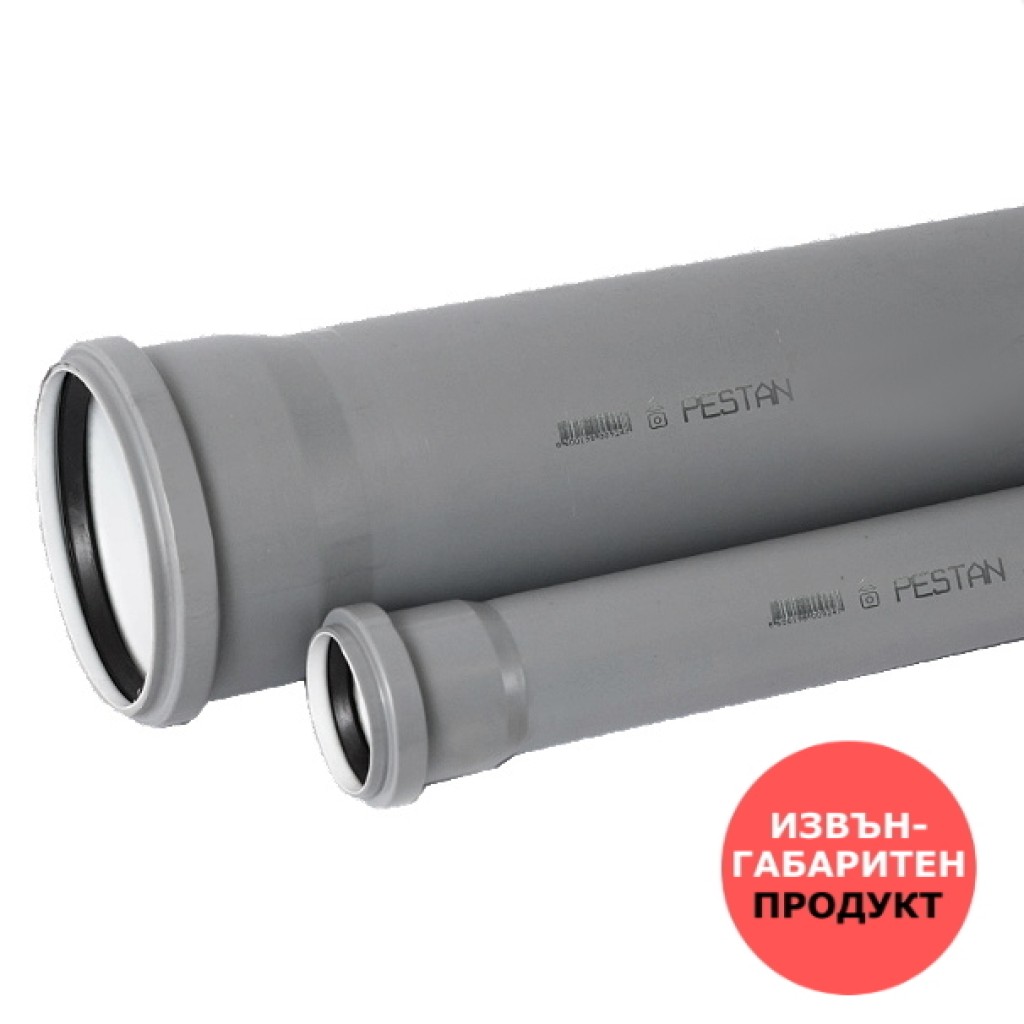 ТРЪБА PVC Ф50 2.0mm Mуфирана SN2/SDR51 сива - 4м. Гаранция и топ цена