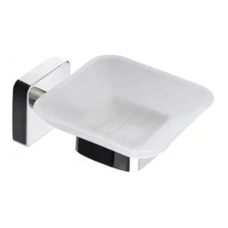 Стъклена сапунерка Quatro, хром