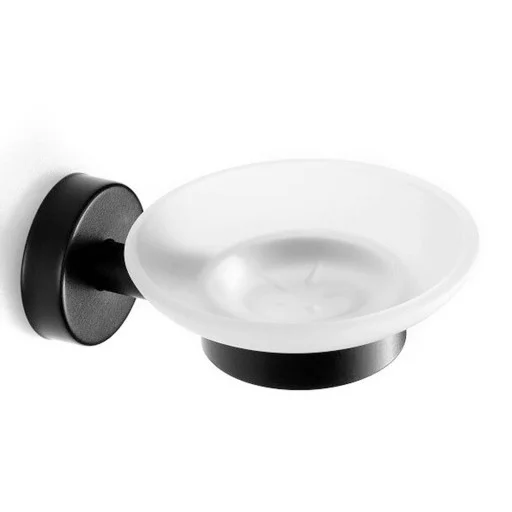 Стъклена сапунерка Uno black, черен мат - IX_K-130155
