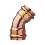 Медно прес коляно за газ 45° - ф22 - Ж/Ж