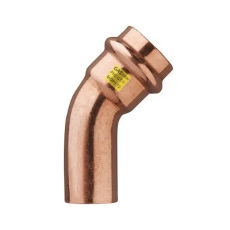 Медно прес коляно за газ 45° - ф22 - М/Ж