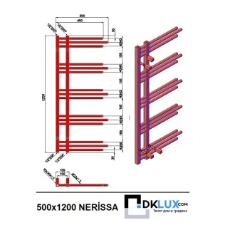 Дизайнерска лира за баня NERISSA 500х1200 ЧЕРНА
