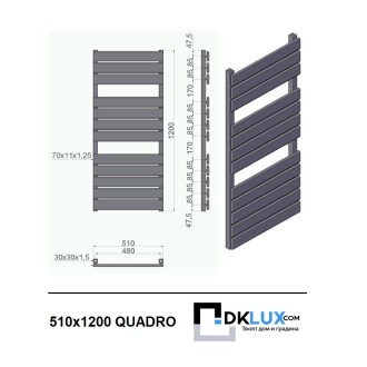 Дизайнерска лира за баня QUADRO 510x1200 ЧЕРНА Дизайнерска лира за баня QUADRO 510x1200 ЧЕРНА