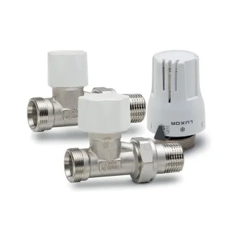 Прави радиаторни вентили с терморегулатор 24*19 LUXOR - КОМПЛЕКТ