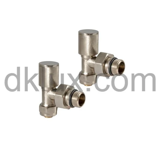 Комплект дизайнерски радиаторни кранове INOX (Луксозен комплект кранове, ъглови Ф16 цвят INOX) на цени от 116.99 лв. само в dklux.com