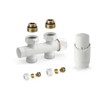 Дизайнерски термовентил БЯЛ - ЧЕТИРИПЪТЕН Н-образен ПРАВ