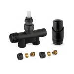 Дизайнерски четирипътен кран за ЛИРА - ЕДНОТРЪБНО свързване, ЧЕРЕН