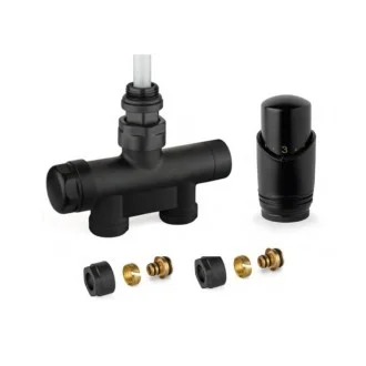 Дизайнерски четирипътен кран за ЛИРА - ЕДНОТРЪБНО свързване, ЧЕРЕН