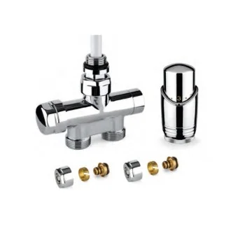 Дизайнерски четирипътен кран за ЛИРА - ЕДНОТРЪБНО свързване, ХРОМ