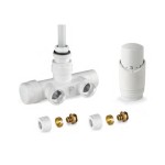 Дизайнерски четирипътен кран за ЛИРА - ЕДНОТРЪБНО свързване, БЯЛ