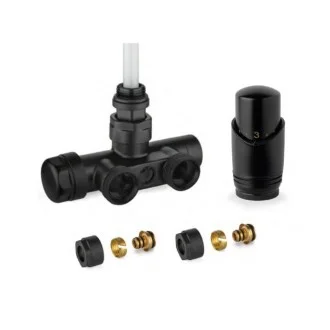 Дизайнерски четирипътен кран за ЛИРА - ЕДНОТРЪБНО свързване, ЧЕРЕН