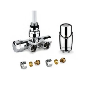 Дизайнерски четирипътен кран за ЛИРА - ЕДНОТРЪБНО свързване, ХРОМ