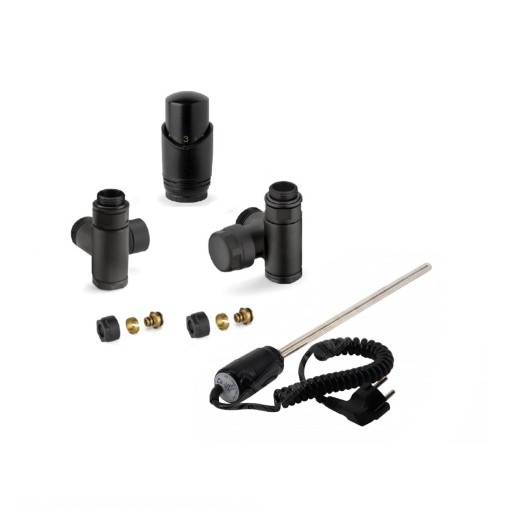 Дизайнерски сет за лира: Кранове + Ел Нагревател 300W ЧЕРНИ