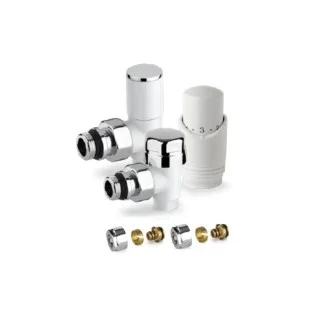 Комплект дизайнерски БЕЛИ кранове с терморегулатор THERMOLIFE