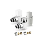 Комплект дизайнерски БЕЛИ кранове с терморегулатор SQUARE