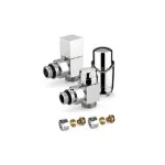 Комплект дизайнерски ХРОМ кранове с терморегулатор SQUARE