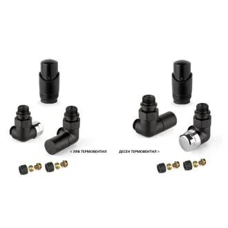 Комплект дизайнерски ЧЕРНИ кранове THERMOLIFE за ЛИРА с терморегулатор