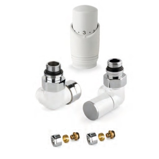 Дизайнерски БЕЛИ кранове THERMOLIFE за ЛИРА с терморегулатор ЛЕВИ