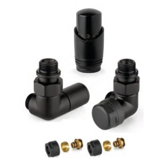 Дизайнерски ЧЕРНИ кранове THERMOLIFE за ЛИРА с терморегулатор ДЕСНИ