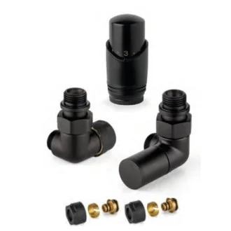 Дизайнерски ЧЕРНИ кранове THERMOLIFE за ЛИРА с терморегулатор ЛЕВИ