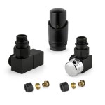 Комплект дизайнерски ЧЕРНИ кранове SQUARE за ЛИРА с терморегулатор