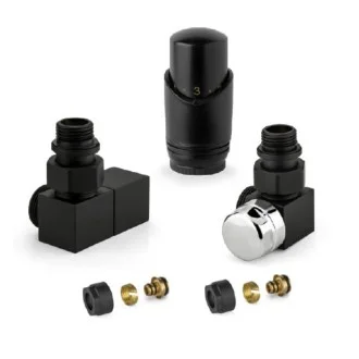 Комплект дизайнерски ЧЕРНИ кранове SQUARE за ЛИРА с терморегулатор Комплект дизайнерски ЧЕРНИ кранове SQUARE за ЛИРА с терморегулатор