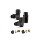 Комплект дизайнерски вентили REVERSO с терморегулатор ЧЕРНИ