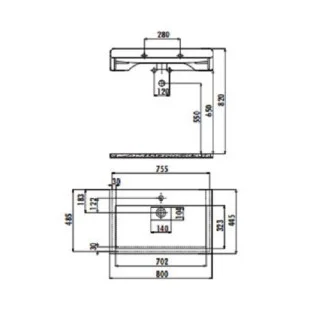 Умивалник EPIC 80см КВАДРАТЕН с отвор за смесител