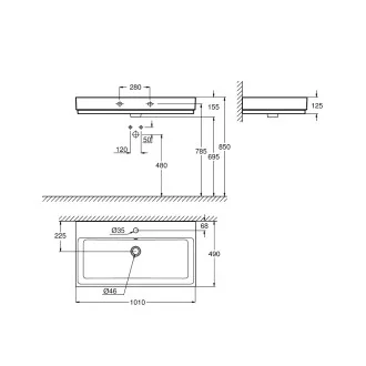 Умивалник за стенен монтаж GROHE Cube Ceramic 100см Умивалник за стенен монтаж GROHE Cube Ceramic 100см