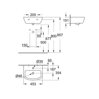 Умивалник за стенен монтаж GROHE Bau Ceramic 45см Умивалник за стенен монтаж GROHE Bau Ceramic 45см