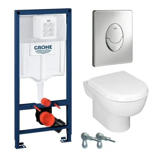 Структура за вграждане, чиния и бутон GROHE SOLIDO 2 (Структура за вграждане, бутон, тоалетна чиния, капак SOLIDO 2) на цени от 479.00 лв. само в dklux.com