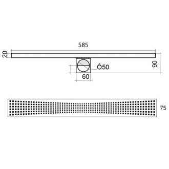 Дизайнерски линеен сифон QUADRIC 585мм Ф50 Дизайнерски линеен сифон QUADRIC 585мм Ф50