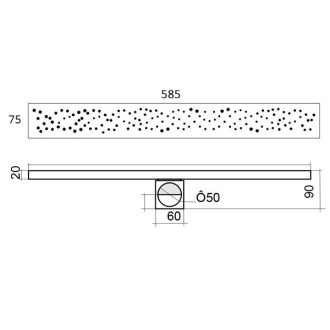 Дизайнерски линеен сифон CIRCLES 585мм Ф50 Дизайнерски линеен сифон CIRCLES 585мм Ф50