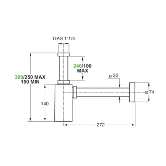 Квадратен сифон за мивка QUBIC 11/4" ХРОМ Квадратен сифон за мивка QUBIC 11/4" ХРОМ