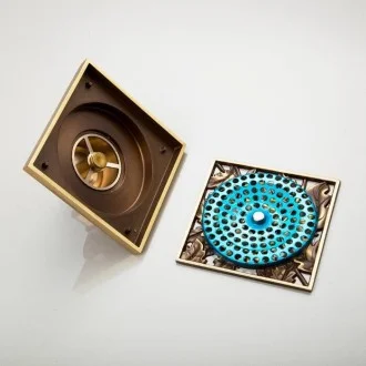 Подов сифон BRONZE с декоративна решетка ORNAMENT