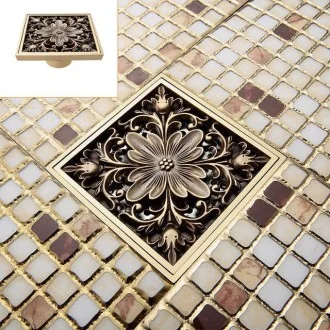 Подов сифон BRONZE с декоративна решетка ORNAMENT