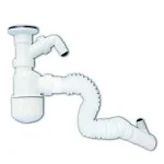 Сифон за мивка - комплект с гофрирана връзка и извод за пералня