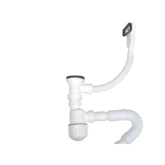 Сифон за мивка - комплект с гофрирана връзка и преливник