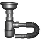 Сифон за мивка с голямо витло - комплект с гофрирана връзка