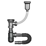 Сифон за мивка с голямо витло - комплект с гофрирана връзка и преливник