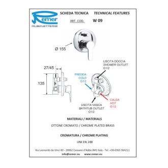 Смесител за вграждане с превключвател за душ WINNER Смесител за вграждане с превключвател за душ WINNER