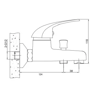 Смесител стенен за вана с подвижен душ Jornada Смесител стенен за вана с подвижен душ Jornada