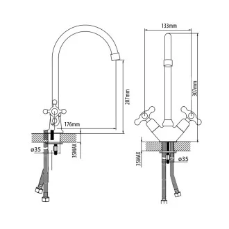 Смесител за кухня Retro LUX цвят ХРОМ